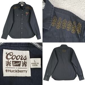Huckberry Coors Collab Banquet Beer Pearl Snap Long Sleeve Western Shirt Large